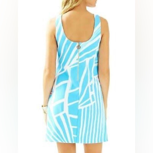 Lilly Pulitzer XS A line dress, blue and white with pink shells - Picture 3 of 3